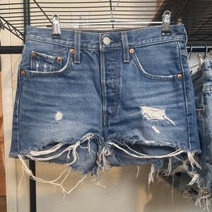 Levi's Blue Distressed Denim Cutoff Shorts